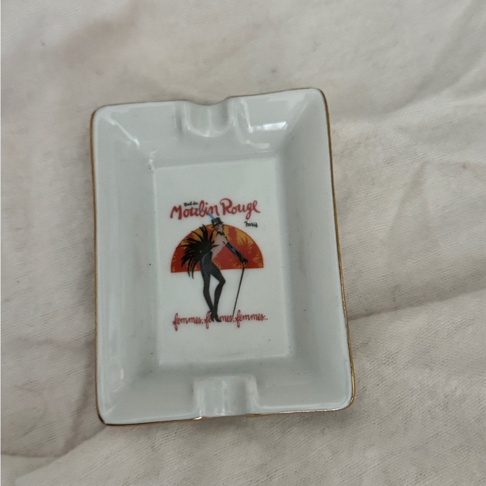 Authentic Artoria Limoges France Moulin Rouge Porcelain Trinket Dish / Ashtray